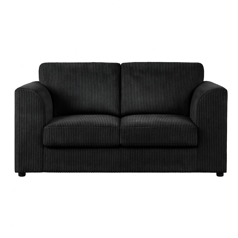 Corduroy Sofa, Black, 75cm H x 165cm W x 90cm D