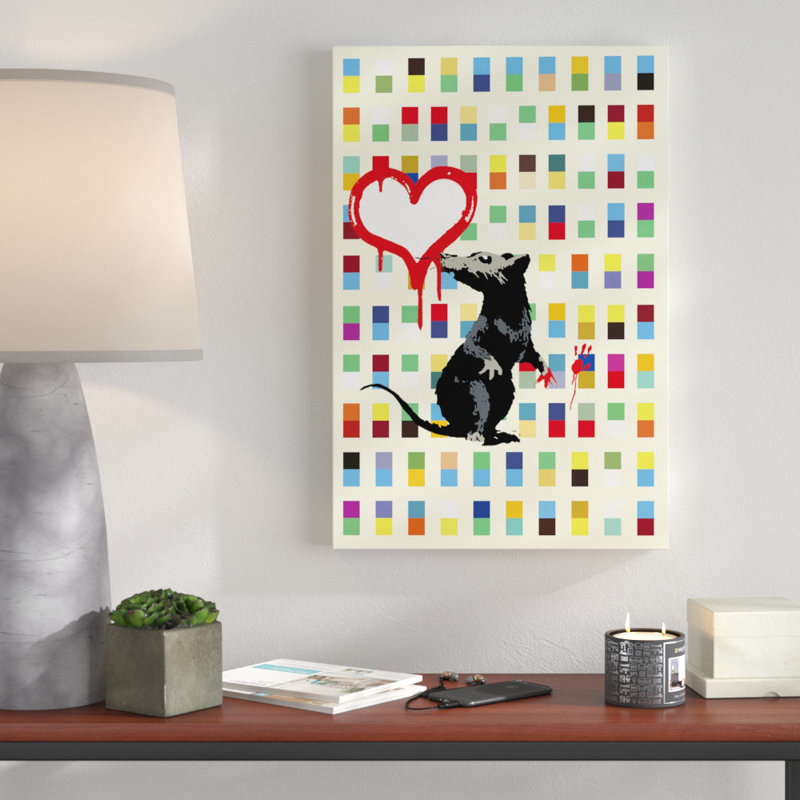 Retro Rat by Banksy - Wrapped Canvas Print, 61cm H x 41cm W x 4cm D