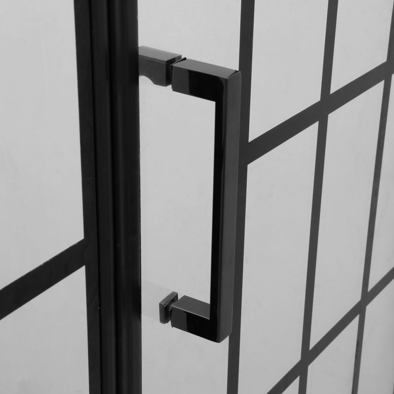 Shower Door 40" W X 72" H Pivot Frameless Shower Door With Pattern Glass, Open Entry Design In Matte Black
