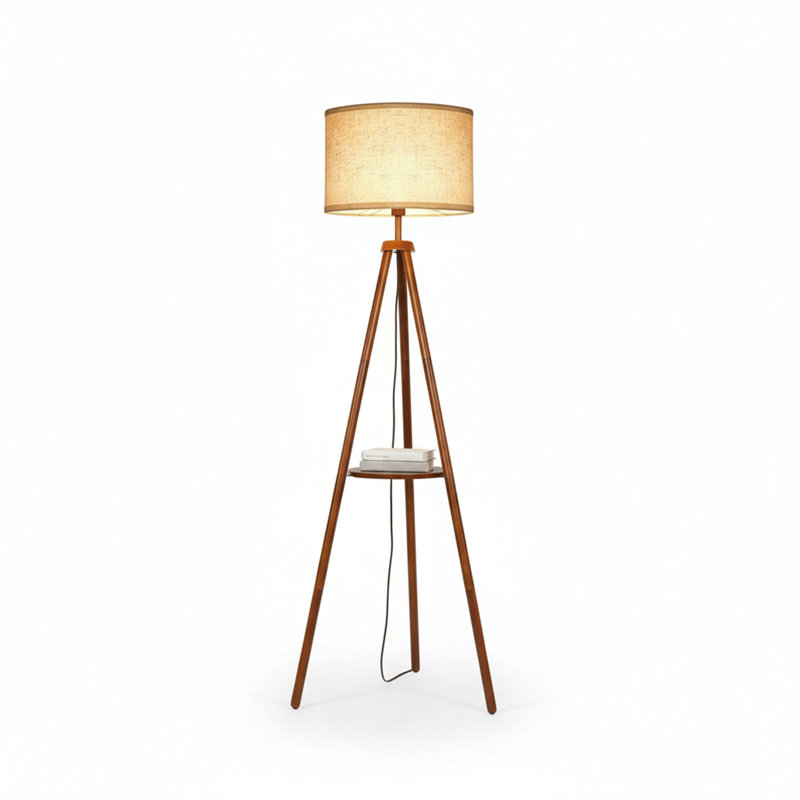 160cm Walnut Tripod Floor Lamp