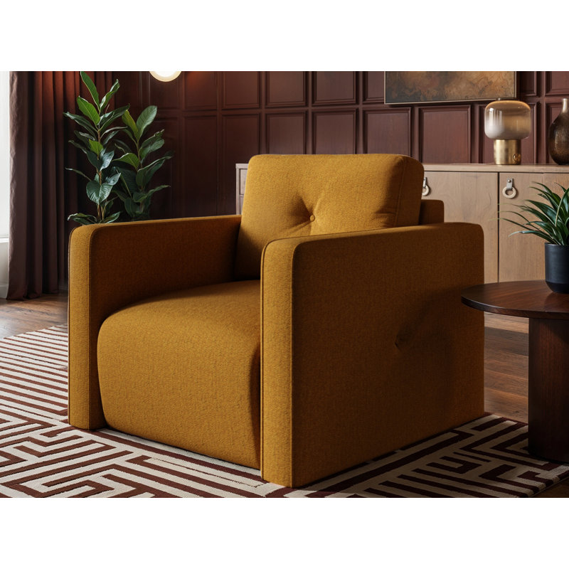 Upholstered Chenille Accent Chair, Mustard