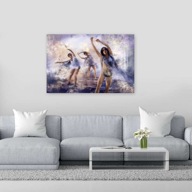 Affiche murale abstraite contemporaine et élégante représentant des danseuses gracieuses, H 40 po x l 60 po