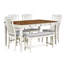 Ensemble de table de salle à manger Mid-Century 6 pièces en bois, table de cuisine avec tiroir, 4 chaises rembourrées et banc-2142734221-2142734218