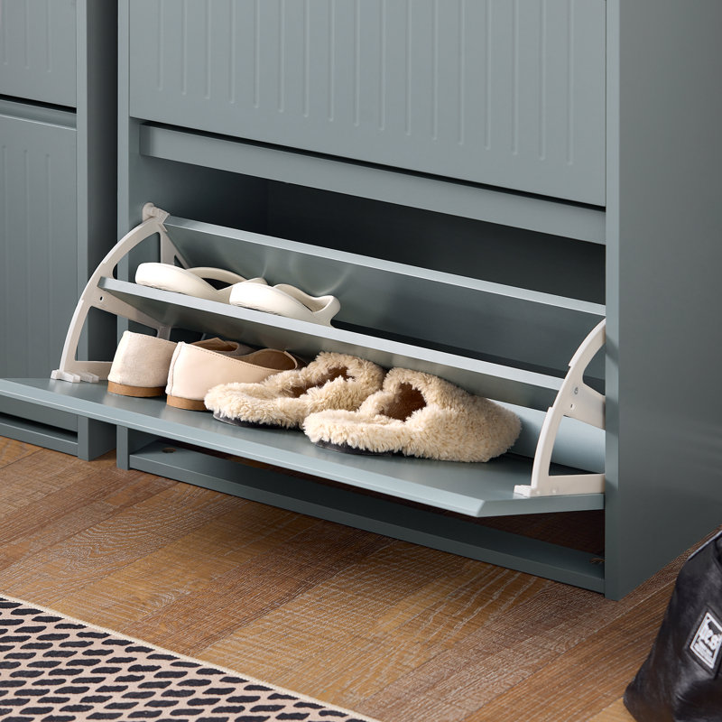 8 Pair Shoe Storage Cabinet, Gray