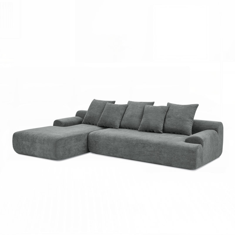 Modern Upholstered L-Shape Sectional Sofa, Gray