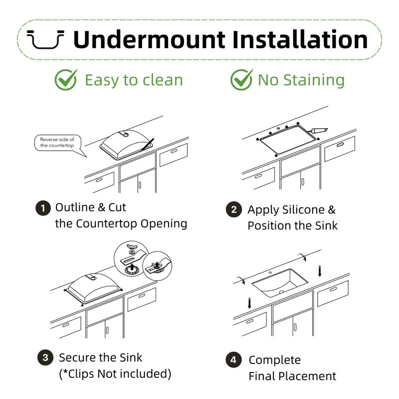 Los Flexi 20" x 16" Rectangular Undermount Bathroom Sink with Overflow, White Ceramic Vanity Sink