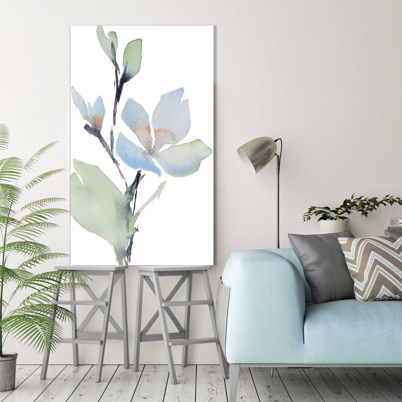 «Glowing Blooms II», reproduction de peinture à l'aquarelle, H 30 po x l 18 po x P 1 po, Toile tendue