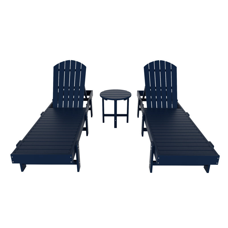 Altura Outdoor Chaise Lounge with Table, Navy Blue