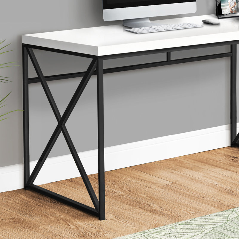 Jaylein Desk, Glossy White/Black