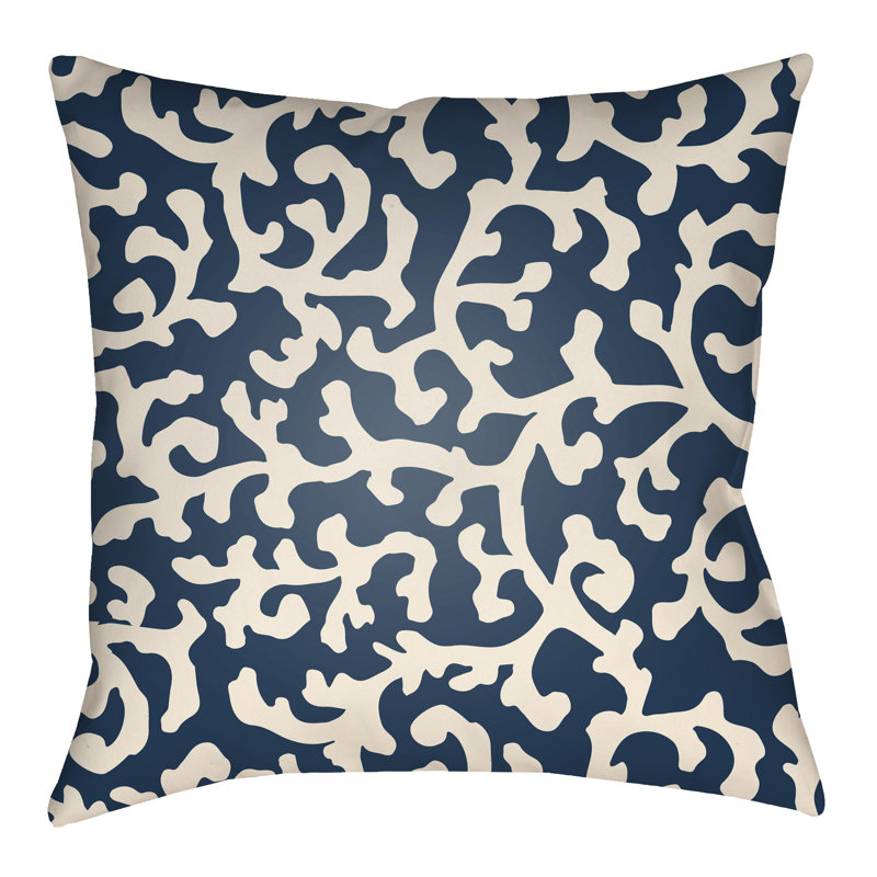 Litchfield Lumberton Outdoor Reversible Throw Pillow, 18" H x 18" W, Navy Blue/Ivory