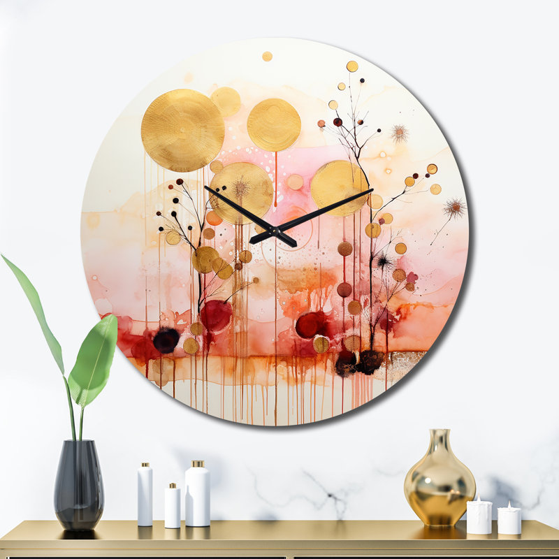 Horloge murale moderne synchronisée «I» - or rose, Très grand