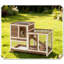 Cage à lapin surélevée en bois avec roulettes fermées