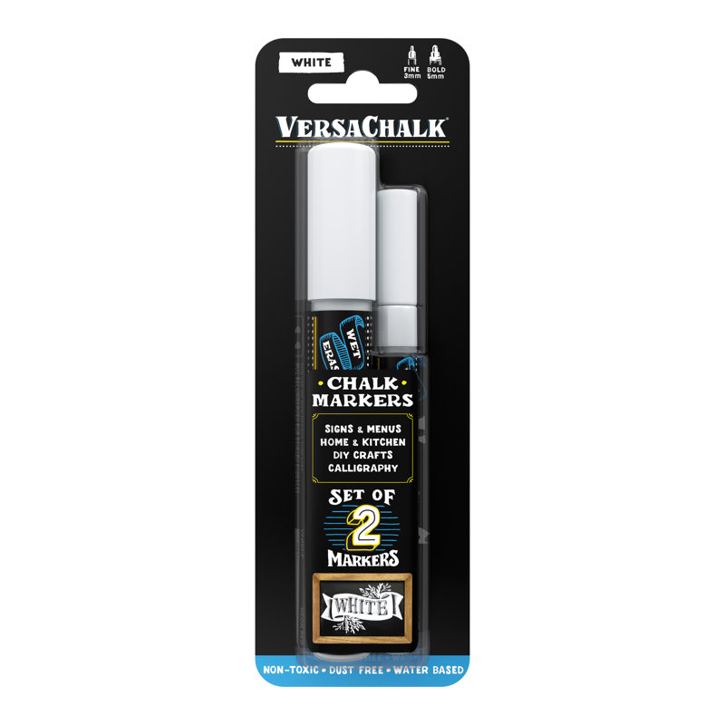 Marqueurs à craie liquide VersaChalk - 2 ensembles, effaçables à l'eau, pour tableaux noirs et verres