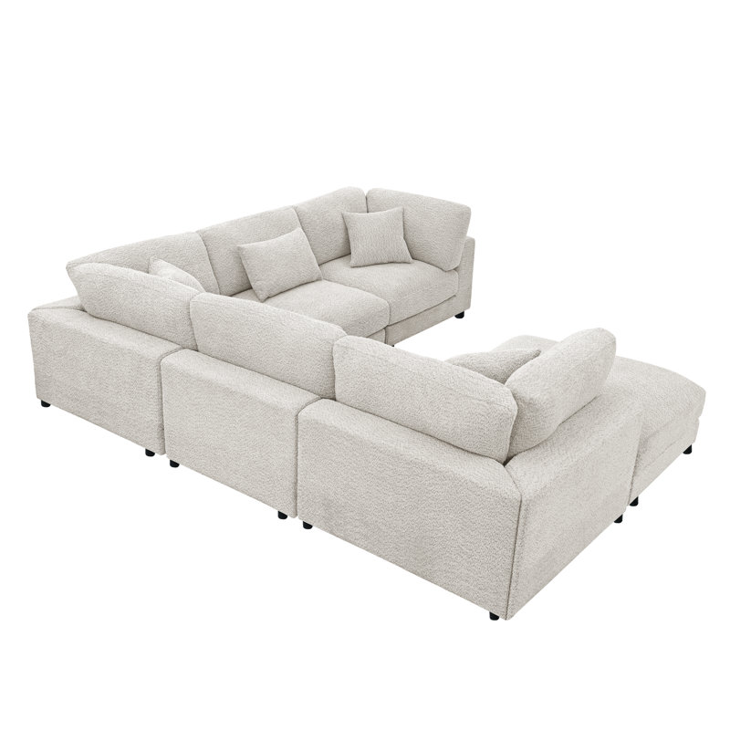 Everden Modular Plush Sectional Sofa, 33" H x 144" W x 72" D, Green Polyester