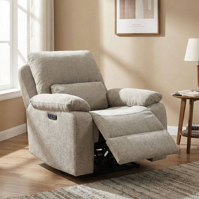 Tation Chenille Electric Recliner Chair, Fossil