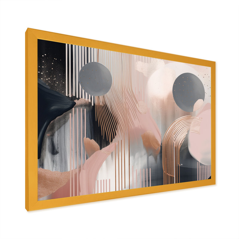 Whispers Of Marble II - Art abstrait marbré encadré, Cadre doré simple, H 34 po x l 44 po x P 1,5 po
