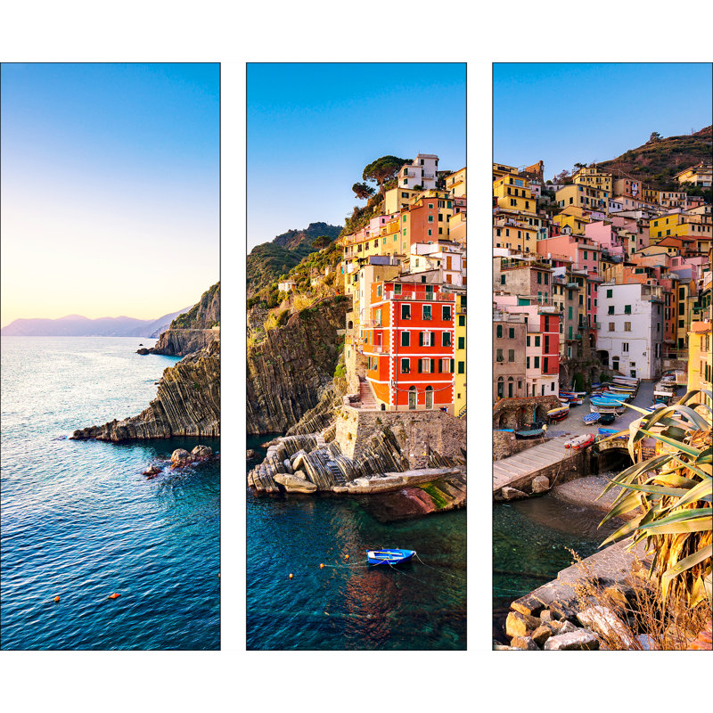 City & Sea - 3 Piece No Frame Print on Glass