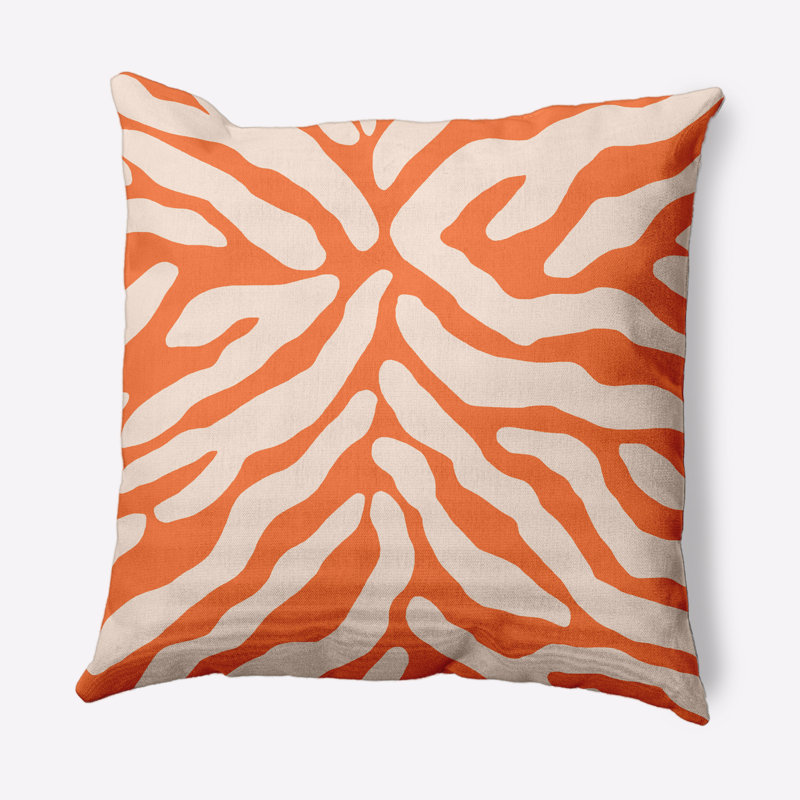 Coussin décoratif intérieur / extérieur à rayures animales, Orange sang, 16 po x 16 po