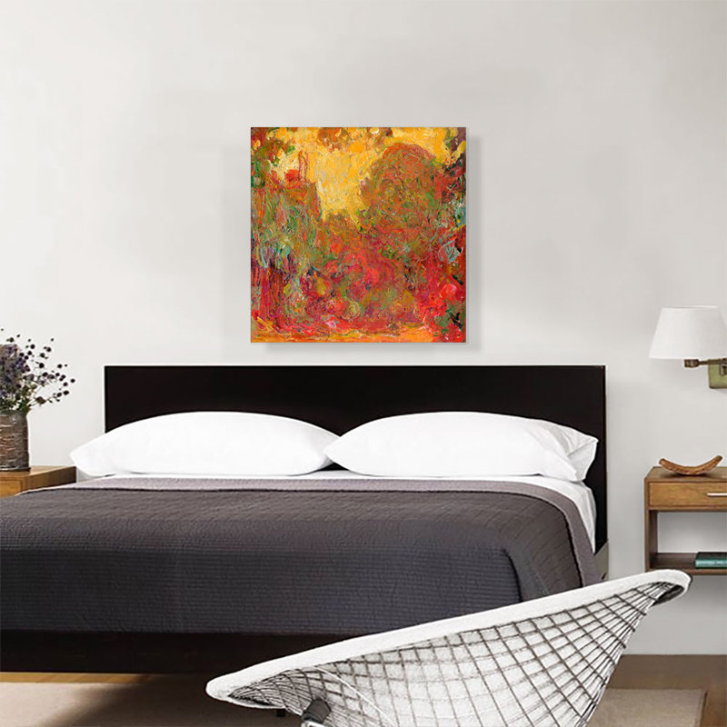 "La maison vue du jardin aux roses" par Claude Monet, reproduction d'art sur toile tendue, H 26 po x l 26 po x P 0,75 po