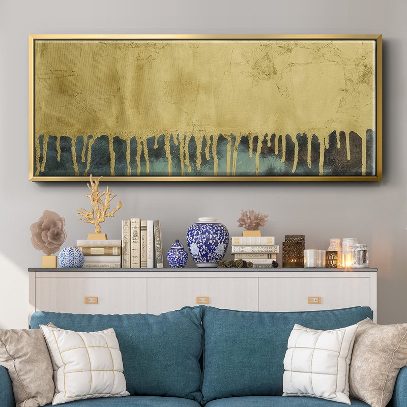 Aquafer II- Framed Canvas, 12" H x 30" W