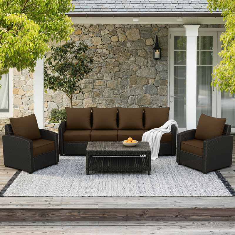 Outdoor Deep Seat Cushion Set – 6.5” Thick, Non-Slip Patio Cushions For Chairs, Sofas, And Couches, Brown