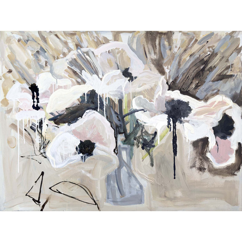 "Anémones roses dans un vase", H 28 po x l 36 po, Toile tendue