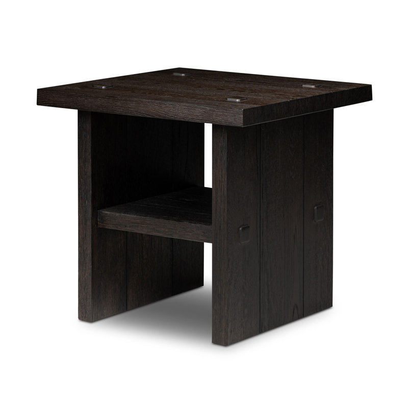 Zeno End Table, Cracked Smoked Black Veneer