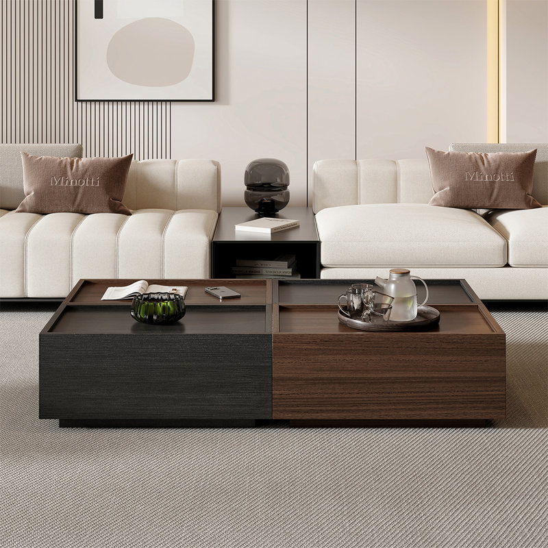 Table basse rectangulaire Creative, Noir / noyer foncé, H 11 po x L 51,2 po x l 27,6 po