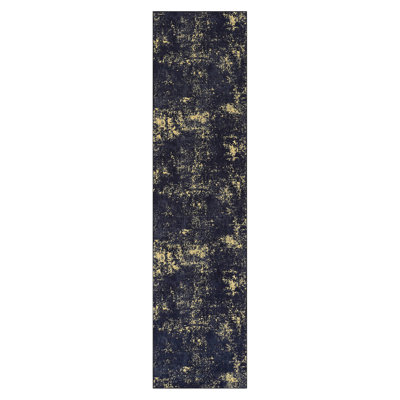 Tapis de couloir 2 pi 6 po x 10 pi lavable, à poils courts, antidérapant, antidérapant, pliable, adapté aux enfants et aux animaux de compagnie - tapis pour salon, chambre à coucher, cuisine, salle à manger (noir / doré, 2 "6" x 10 ")