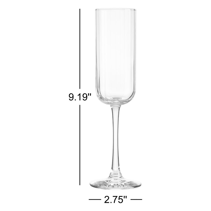 Verres à champagne à flûte à panneau 7,5 onces, ensemble de 4