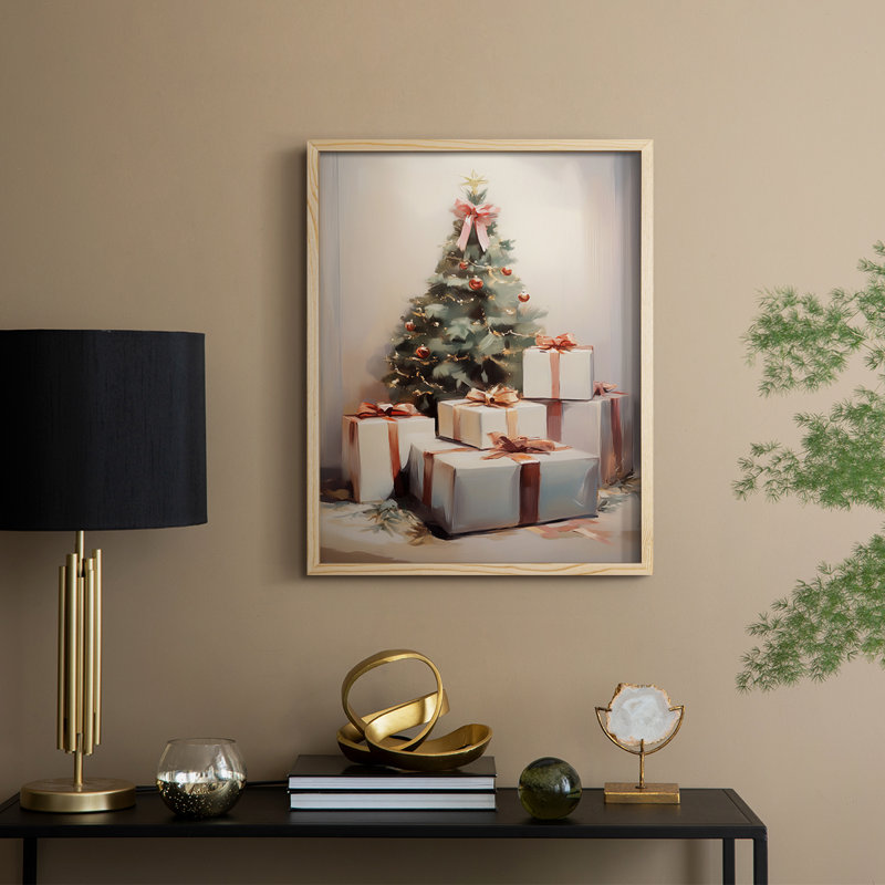 «Christmas Holiday Art», série 2 - CC XXXVII, reproduction encadrée - bois massif, H 11 po x l 9 po, Naturel