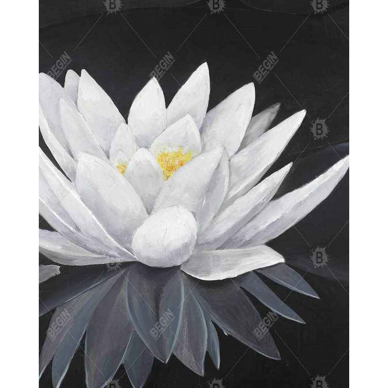 Fleur de lotus avec reflet - décoration de chambre à coucher botanique