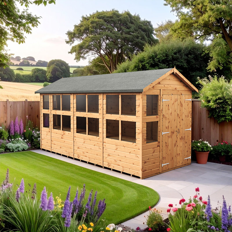 6 ft. W x 14 ft. D Solid wood Tongue & Groove Apex Garden Shed