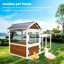 Grand poulailler en bois pour l'extérieur, poulailler avec nichoir et cage à lapin, panneau en PVC imperméable