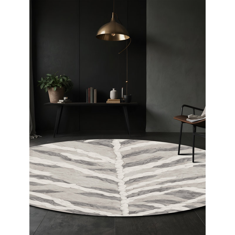 Machine Washable Gray Area Rug, Round 7'