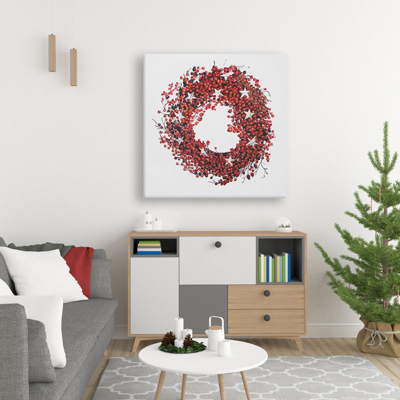 Couronne rustique avec baies rouges - Décoration intérieure pour le salon
