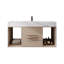 Meuble-lavabo flottant moderne avec lavabo en céramique, rangement spacieux, design blanc