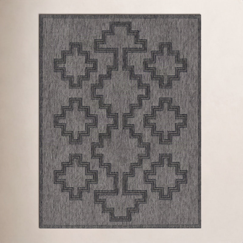 Tapis intérieur / extérieur gris anthracite Ava, Rectangle 2 pi x 3 pi