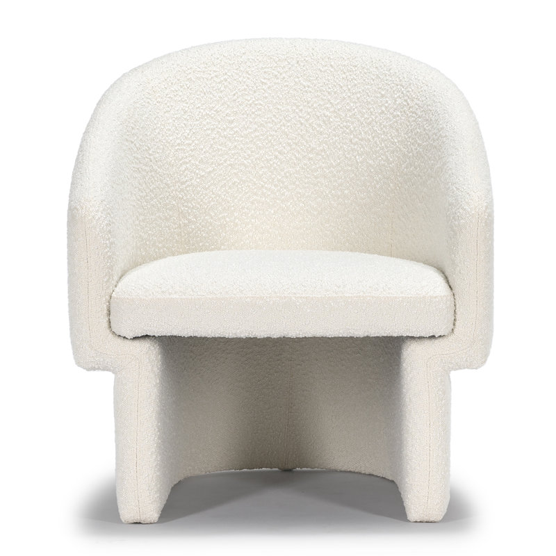 Fauteuil demi-tonneau en velours Amanada, Boucle blanc