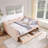 Queen Size Cozy Gingham Daybed With Two Storage Drawers, With USB Port And Adorable Wave Shaped, Linen Fabric-636811294-636811293