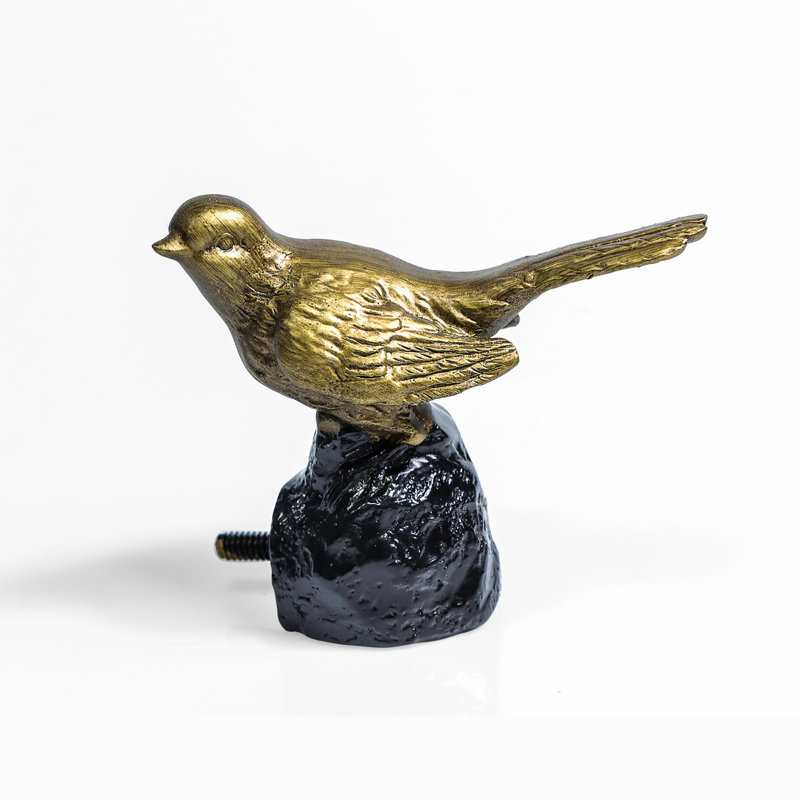 Renaissance Gold Bird Finial Adjustable Curtain Rod, 84"-120"