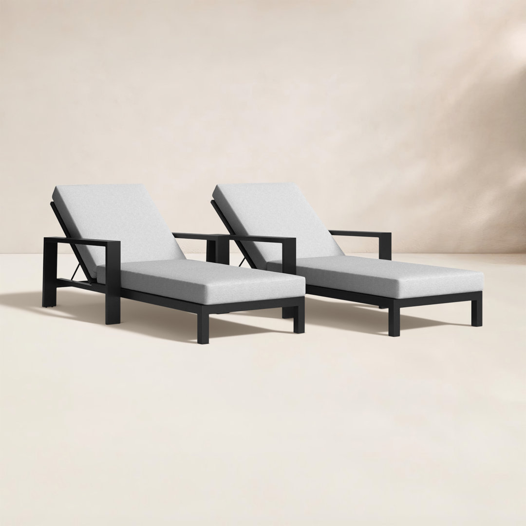 Hoyt 35'' Outdoor Metal Chaise Lounge (Set of 2) AllModern Frame Color/Cushion 