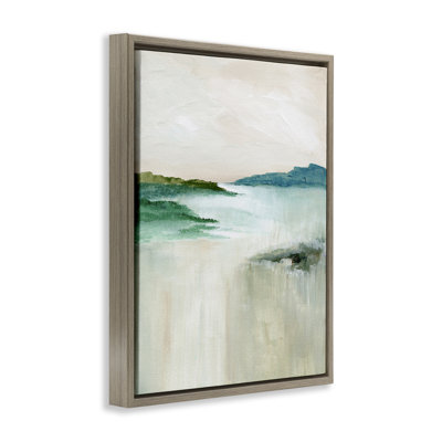 Blue Tone Misty Landscape Framed Floater Canvas Wall Art by Nikita Jariwala