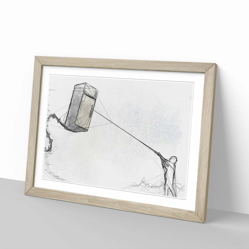 Fridge Kite by Banksy - Picture Frame Graphic Art Print, 36cm H x 48cm W x 2cm D, Oak Framed