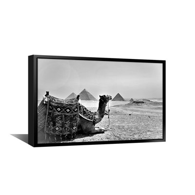 Reproduction de photo sur toile, "chameau devant de Great pyramids" par Pilot Mike-Floater frame