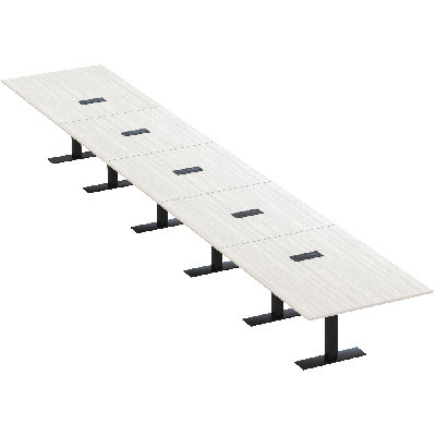 Table de conférence rectangulaire avec base en T en métal | Unité électrique