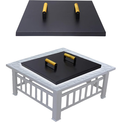 Fire Pit Snuffer Lid -30 Inch Fire Pit Lid Fire Pit Cover Square, Rust Resistant Fire Pit Lid Square, Steel Fire Pit Table Lid Square, Firepit Lid Compatible For Firepit Tables Inside Dia Up To 28".