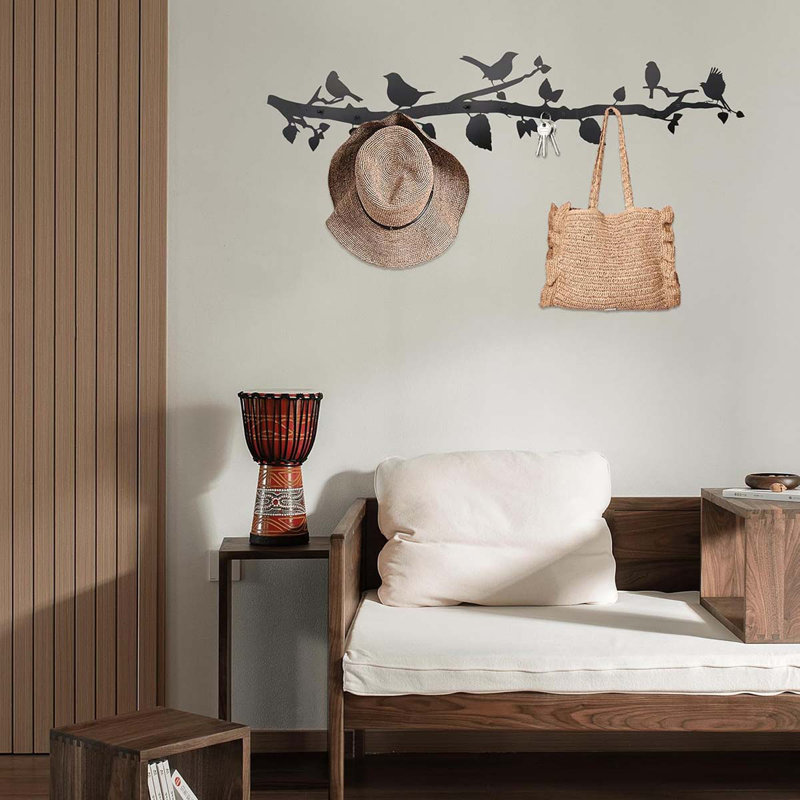 Bird Tree Branch Wall Decor, Bird Wall Art Wall Mounted Coat Rack - An Artistic Blend Of Function And Design40 X 8.6",8 Hooks.