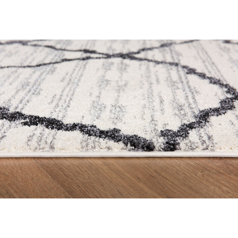 Rug Branch Amani 8' x 11' (7'9" x 10'6") Grey/Black Trellis Indoor Area Rug, Contemporary, Medium Pile, Stain-Resistant Carpet - Living Room, Bedroom, Dining Room, and Kitchen