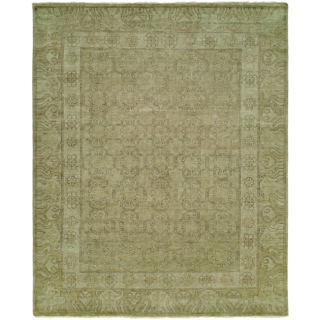 Maxwell Oriental Hand-Knotted Wool Olive Area Rug Astoria Grand Rug 